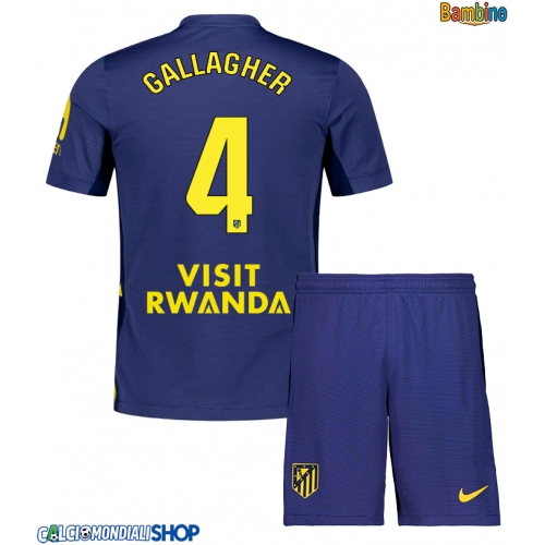 Maglie da calcio Atletico Madrid Conor Gallagher #4 Seconda Maglia Bambino 2025-26 Manica Corta + Pantaloni corti)
